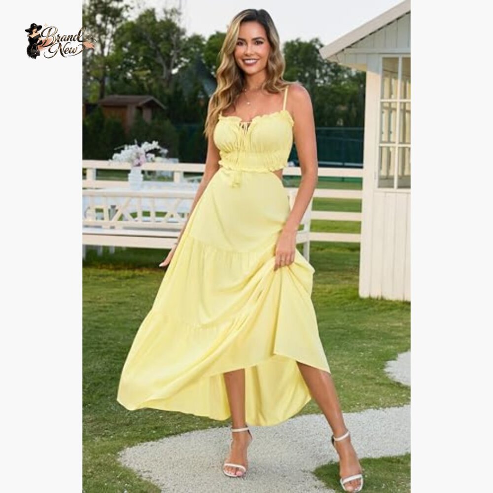 Polyester Elastane Maxi Dress Spaghetti Strap Bac… - image 3